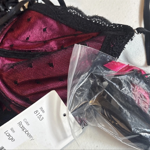 NEW iCollection Sz Large Brocade lace croquette Satin Halter sexy lingerie - Picture 4 of 13